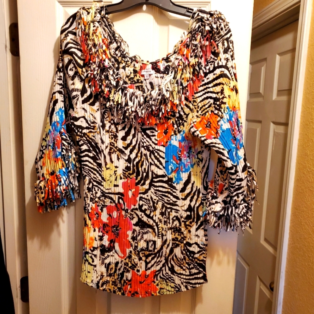 3 for $10, Vintage Agora Confetti Fringe Blouse